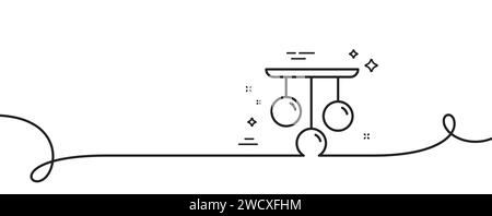 Icona della linea della lampada da soffitto. Segnale luce di fissaggio. Linea continua con arricciatura. Vettore Illustrazione Vettoriale