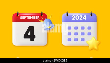 icona del 4° giorno del mese. Data di programmazione dell'evento. Icona 3d della data di calendario. Vettore Illustrazione Vettoriale