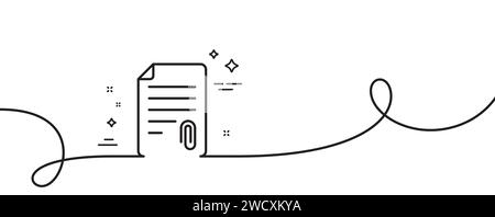 Icona della riga di collegamento CV. Firma documento. Linea continua con arricciatura. Vettore Illustrazione Vettoriale