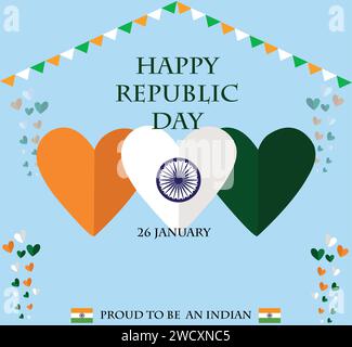 Poster della giornata della Repubblica dell'India del 26 gennaio Illustrazione Vettoriale