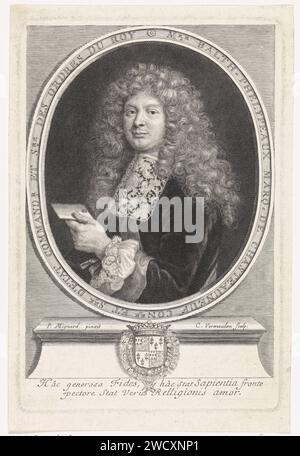 Portret van Balthazar Phelypeaux de Châteauneuf, Cornelis Martinus Vermeulen, in onore di Pierre Mignard (1612-1695), 1669 - 1709 stampa Anversa carta incisione persone storiche Foto Stock