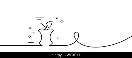 Icona linea rifiuti organici. Simbolo centrale Apple. Linea continua con arricciatura. Vettore Illustrazione Vettoriale