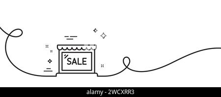 Icona della linea di vendita. Cartello sconti per negozi. Linea continua con arricciatura. Vettore Illustrazione Vettoriale
