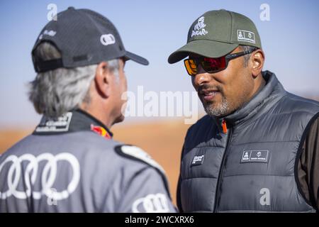 Sar Principe Khalid bin Sultan al-Abdullah al-Faisal, Presidente della Federazione saudita dell'Automobile & Motorcycle e Saudi Motorsport Company, ritratto durante la fase 10 della Dakar 2024 il 17 gennaio 2024 intorno ad al Ula, Arabia Saudita Foto Stock