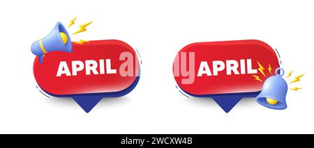 Icona del mese di aprile. Data apr. Programma eventi Bollicine rosse. Vettore Illustrazione Vettoriale