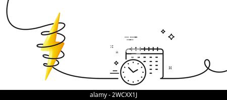Icona della linea temporale del calendario. Cartello orologio. Guarda. Linea continua con arricciatura. Vettore Illustrazione Vettoriale