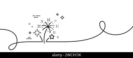 Icona linea fuochi d'artificio. Segno di saluto pirotecnico. Linea continua con arricciatura. Vettore Illustrazione Vettoriale
