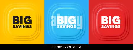 Grande risparmio. Cartello prezzo offerta speciale. Banner di offerta neumorfica. Vettore Illustrazione Vettoriale