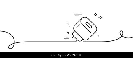 Icona della linea dell'adattatore di ricarica. Cartello accessori mobili. Linea continua con arricciatura. Vettore Illustrazione Vettoriale