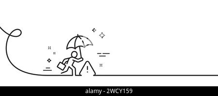 Icona della linea di gestione del rischio. Cartello dell'assicurazione. Linea continua con arricciatura. Vettore Illustrazione Vettoriale