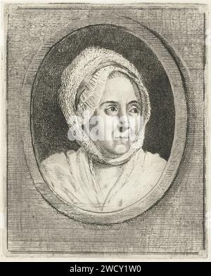 Ritratto di una donna con un berretto (Marie Joseph Bertrand?), Louis Bernard Coclers, 1756 - 1817 stampa sconosciuta incisione su carta / testa a secco: Berretto (+ vestiti da donna). Anonimo persona storica ritratta da sola - BB - donna Foto Stock