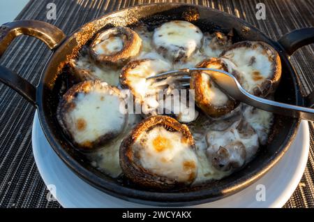 Risotto ai funghi selvatici con fondu di parmigiano servito nel ristorante Skyfire Izmir Turkey Foto Stock