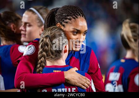 Leganes, Madrid, Spagna. 17 gennaio 2024. Salma Paralluelo di Barcellona visto prima della partita di calcio femminile valida per la semifinale del torneo spagnolo Supercopa tra Barcellona e Real Madrid giocato all'Estadio Butarque di Leganes, in Spagna. (Immagine di credito: © Alberto Gardin/ZUMA Press Wire) SOLO USO EDITORIALE! Non per USO commerciale! Foto Stock