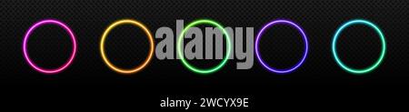 Set di cerchi multicolori brillanti al neon Illustrazione Vettoriale