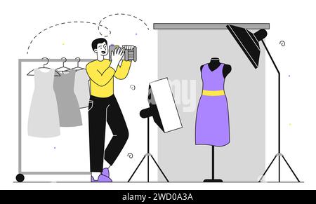 Fotografare capi di abbigliamento alla moda lineari Illustrazione Vettoriale