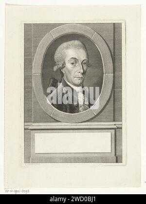 Ritratto di Paulus Gevers in ovale Framing, Leendert Brasser, dopo G. Metellus, 1727 - 1793 stampa Rotterdam cartaceo incisione Foto Stock