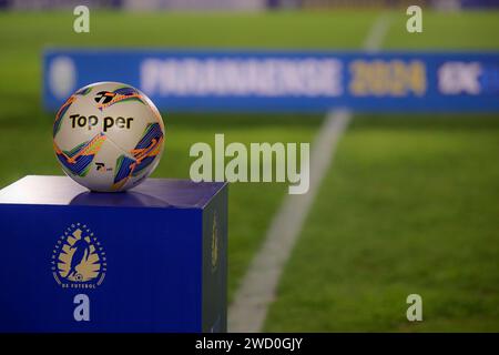 Curitiba, Brasile. 17 gennaio 2024. Durante Andraus e Athletico. Partita valida per il Paraná round del Campionato 2024. Durival de Brito e Silva Stadium a Curitiba, Paraná. Crediti: Reinaldo Reginato/FotoArena/Alamy Live News Foto Stock