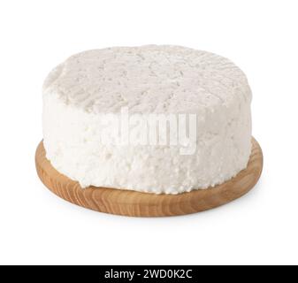 Formaggio fresco senza lattosio isolato su bianco Foto Stock