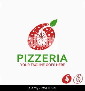 Logo design grafico grafico segno vettoriale premium creativo stock unico carattere iniziale lettera o come foglia di pizza. Relativo alla tipografia monografica Illustrazione Vettoriale