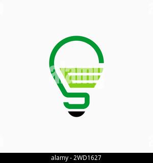 Design del logo concetto grafico icona creativa Premium simbolo vettore iniziale lettera se carattere linea come lampadina. Cervello correlato per l'educazione all'energia intelligente Illustrazione Vettoriale