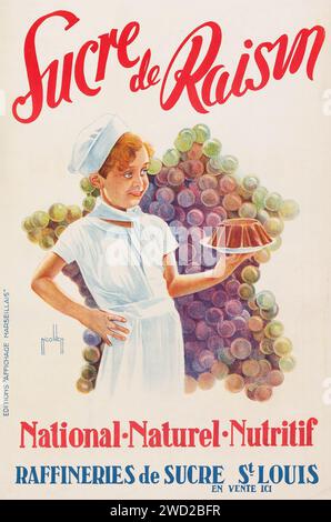 Sucre de Raisin (Saint Louis Sucre, c.1930) poster pubblicitario francese - opere d'arte di Nicolitch. Foto Stock