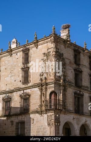 Palacio de los Marqueses de la conquista in Plaza Maypr a Trujillo, Estremadura, Spagna Foto Stock