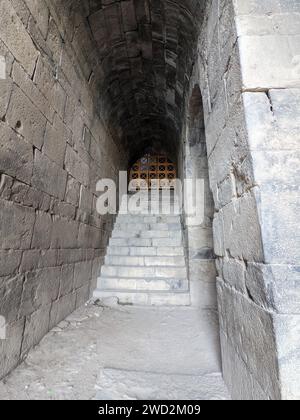 Viaggiando in Giordania. Lato culturale e naturale di Umm Qais e le rovine dell'antica Gadara. Antico Romano city.in, l'estremo nord-ovest del paese Foto Stock