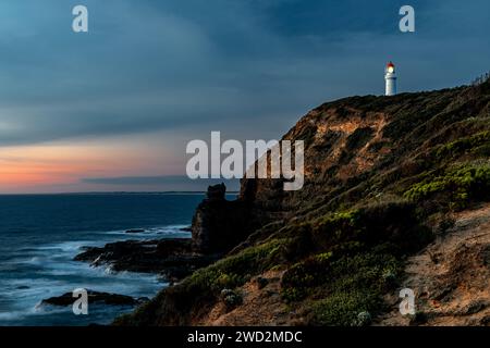 Famoso faro di Cape Schnack sulla penisola di Mornington. Foto Stock