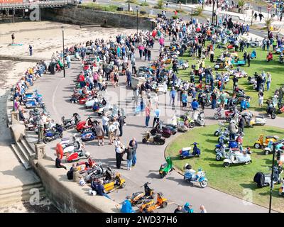 Isola di Wight, Scooter Rally drone, aereo Foto Stock