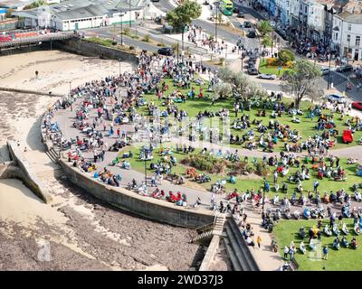 Isola di Wight, Scooter Rally drone, aereo Foto Stock