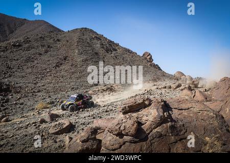 411 DE SOULTRAIT Xavier (fra), COFANO Martin (fra), Sebastien Loeb Racing - Bardahl Team, Polaris RZR Pro R, FIA SSV, azione durante la fase 11 della Dakar 2024 il 18 gennaio 2024 tra al Ula e Yanbu, Arabia Saudita Foto Stock