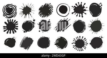 Gocce d'inchiostro, blot, schizzi vettoriali isolati su bianco Illustrazione Vettoriale