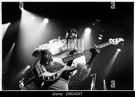 Andrew Levy del Brand New Heavies al Newport Centre di Newport, Galles, Regno Unito il 25 novembre 1994. Foto: Rob Watkins. INFO:The Brand NEW HEAVIES, LINE UP CLASSICA, 1994: New Heavies, un gruppo britannico acid jazz e funk formato alla fine degli anni '80, è rinomato per il loro sound soul. Successi come "Dream on Dreamer" mostrano la loro fusione di jazz, R&B e funk, affermandosi come figure chiave del movimento acid jazz. Foto Stock