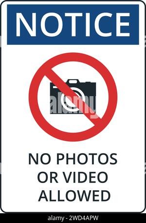 Simbolo per Nessuna foto o video consentita Illustrazione Vettoriale