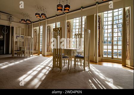 All'interno della Charles Rennie Mackintosh House for an Art Lover, Ballahoustone Park, Glasgow, Scozia. Foto Stock