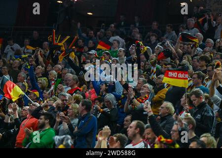 Colonia, Germania. 18 gennaio 2024. Durante la partita di menÂ &#x80;&#x99;EHF Euro 2024 tra Germania e Islanda alla Lanxess Arena di Berlino, Colonia Credit: Independent Photo Agency/Alamy Live News Foto Stock