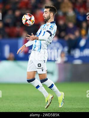 Brais Mendez della Real Sociedad in azione durante il match di Copa El Rey tra CA Osasuna e Real Sociedad allo Stadio El Sadar il 17 gennaio 2024 a P Foto Stock