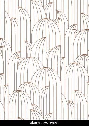 Motivo a foglia ovale art deco senza cuciture geometrico in una tavolozza di colori chiari. Illustrazione Vettoriale