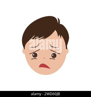 Simpatici omaggi facciali. Illustrazione Vector of Kid Faces con diverse emozioni, come felice, sorridente, ridere, strizzare, arrabbiato, confondere Illustrazione Vettoriale