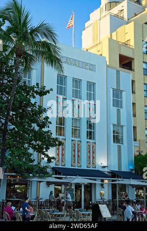 1936 hotel Cavalier in stile Art Deco su Ocean Drive - Miami Beach, Florida; gennaio 2023 Foto Stock