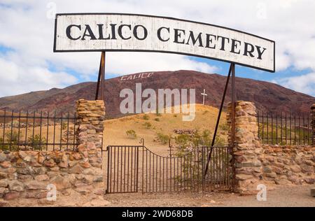 Ingresso del cimitero, Calico Ghost Town County Park, California Foto Stock