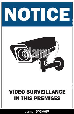 Avviso videosorveglianza in questa sede, segnale di avvertimento di videosorveglianza Illustrazione Vettoriale