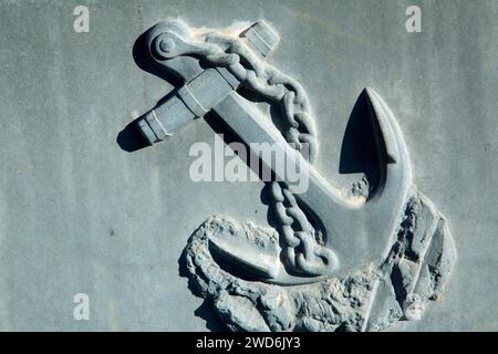 Presidio pacifico Memorial carving, Presidio di San Francisco, Golden Gate National Recreation Area, San Francisco, California Foto Stock