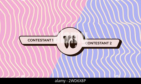 Rispetto al modello retrospettivo con separazione su due zone. Poster vs Groovy. Copertina da battaglia con emblema e banner vuoto per i nomi dei concorrenti. Illustrazione vettoriale Illustrazione Vettoriale