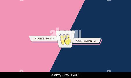 Rispetto al modello retrospettivo. Poster vs Groovy. Copertina da battaglia con emblema e banner vuoto per i nomi dei concorrenti. Illustrazione vettoriale con spazio di copia. Illustrazione Vettoriale