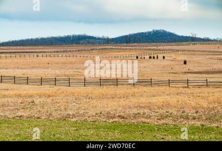 Una recinzione del campo di battaglia al Gettysburg National Military Park, campo di battaglia della guerra di secessione americana, a Gettysburg, Pennsylvania Foto Stock