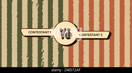 Rispetto al modello retrospettivo. Poster vs Groovy. Copertina da battaglia con emblema e banner vuoto per i nomi dei concorrenti. Illustrazione vettoriale Illustrazione Vettoriale