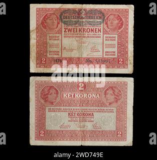 Una vecchia banconota della corona austriaca ungherese. Foto Stock