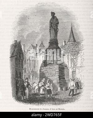 "MONUMENT à JEANNE D'ARC à ROUEN" - immagine tratta da "The Popular History of England: An Illustrated History of Society and Government from the Early Period to Our OwnTimes" di Charles KNIGHT - Londra. Bradbury ed Evans. 1856-1862 Foto Stock