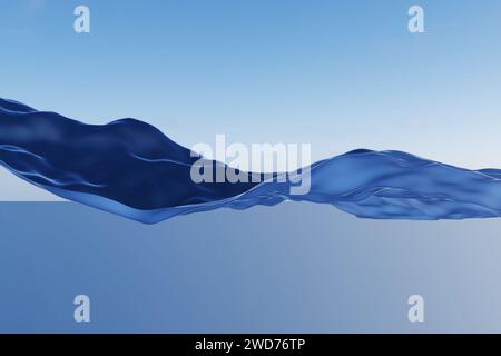 Sfondo a onde fluttuanti blu astratte 3D generato digitalmente Foto Stock